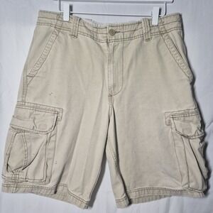 AEROPOSTALE Men's Khaki Cargo Shorts SZ 33 100% Cotton Pockets